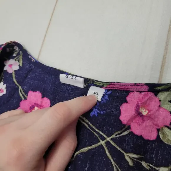 Gap ruched V neck maxi dress floral blue tiered romantic XXL boho - Picture 6 of 9